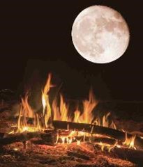 bonfire under a full moon